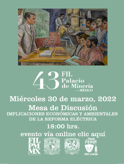 Cartel de la mesa de discución en la 43 FIL