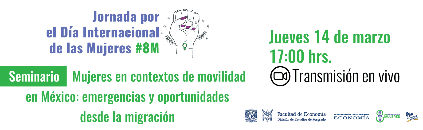 Seminario. Mujeres en contextos de movilidad en México: emergencias y oportunidades desde la migración
Jueves 14 de marzo de 2024 / 17:00 hrs.