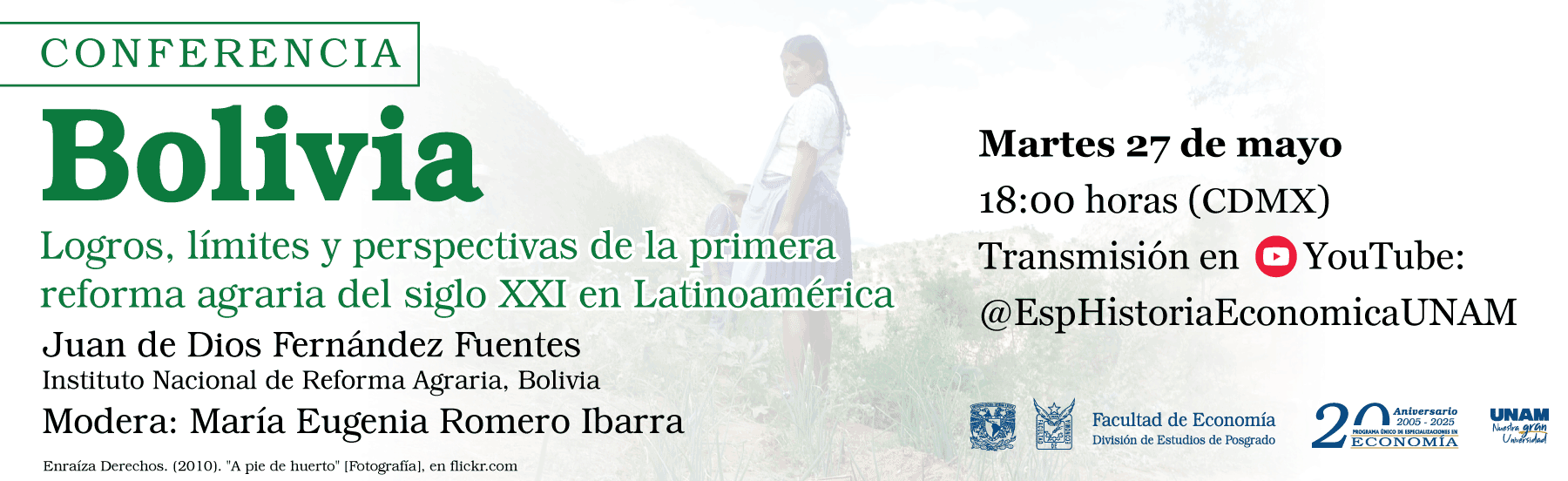 Conferencia: Bolivia: logros, límites y perspectivas de la primera reforma agraria del siglo XXI en Latinoamérica