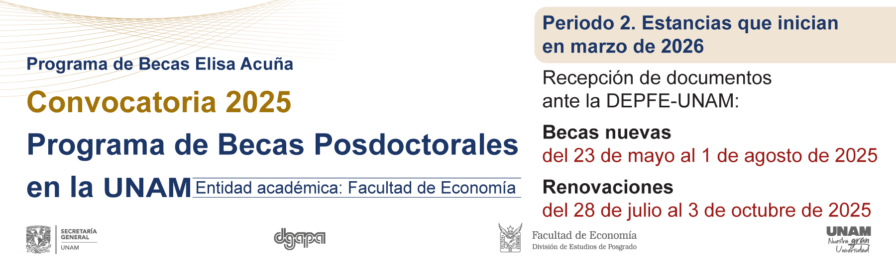 Convocatoria del Programa de Becas Posdoctorales en la UNAM, 2025