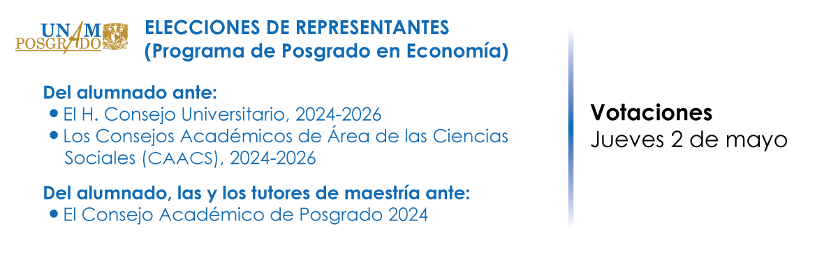 Elecciones de representantes del alumnado y tutores del Posgrado en Economía, ante distintos órganos colegiados, 2024